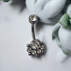 Zirkon Çiçek Çelik Göbek Piercing