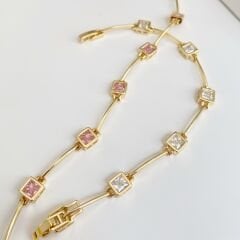 Xuping Kare Taşlı Bileklik (Pembe)