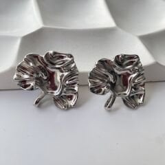 Çelik Yaprak Silver Küpe