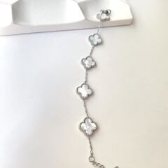 Çelik Yonca Bileklik (Beyaz Silver)