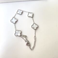 Çelik Yonca Bileklik (Beyaz Silver)