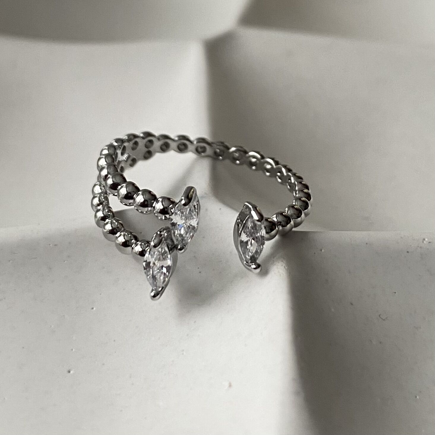 Ayarlanabilir Silver Taşlı Yüzük